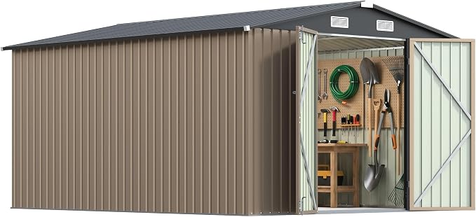 Patiowell 10x12 FT Metal Storage Shed, Heavy-Duty Outdoor Storage by Patiowell
