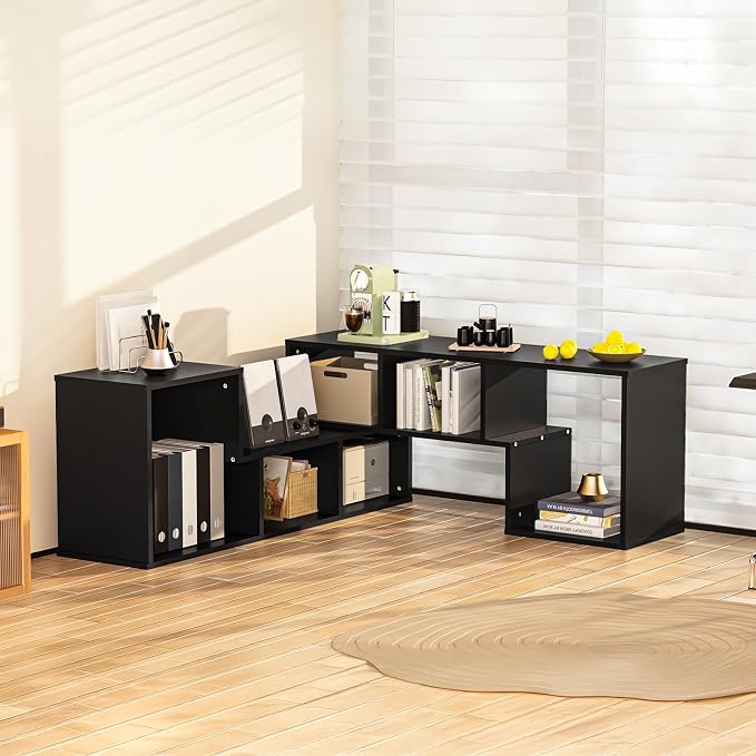Recaceik Cube Bookshelf 2 Shelf Bookcase L-Shaped TV Console Stand Modern - Image 4