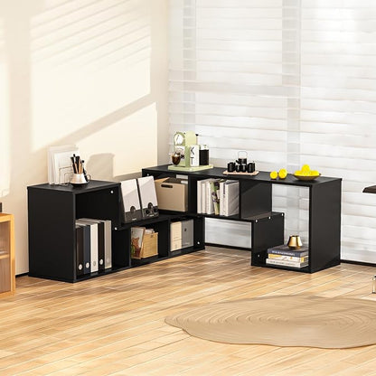Recaceik Cube Bookshelf 2 Shelf Bookcase L-Shaped TV Console Stand Modern - Image 4