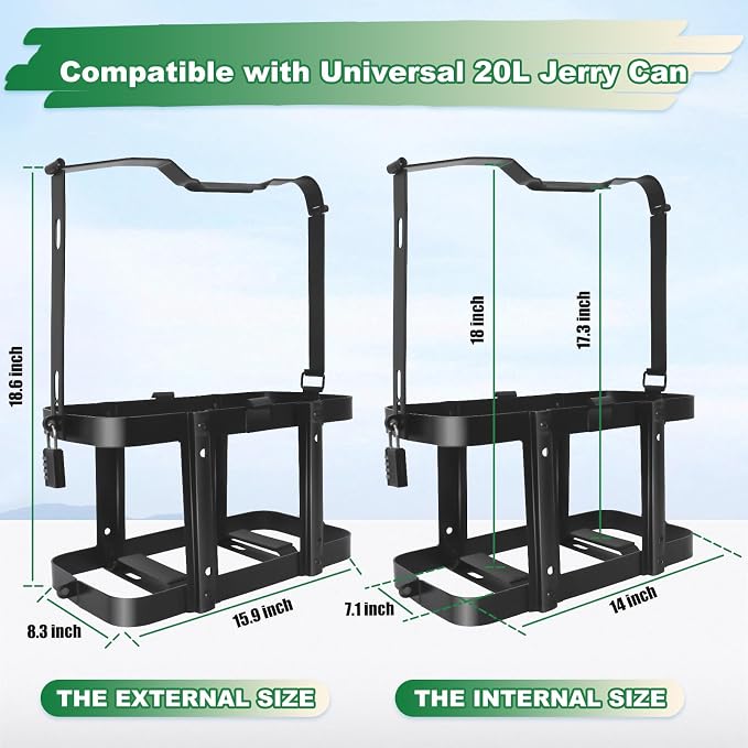Jerry Gas Can Holder Rack with Combination Lock, Jerry Can Mount Holder Heavy - Image 5