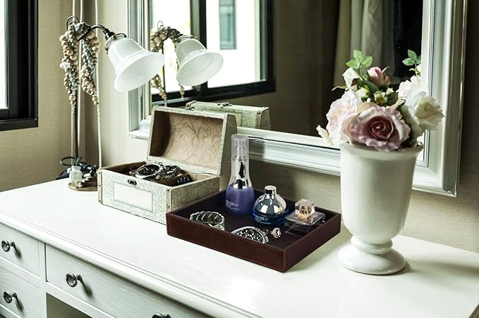 HofferRuffer Decorative Vanity Tray, Desktop Storage Organizer, Catchall Tray - Image 2