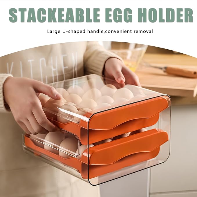 Refrigerator egg rack, egg container, egg storage box, double-layer transparent - Image 6