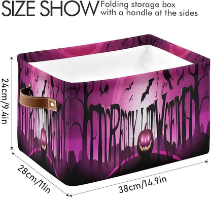 Happy Halloween Pumpkins Foldable Storage Basket, Collapsible Fabric Storage - Image 3