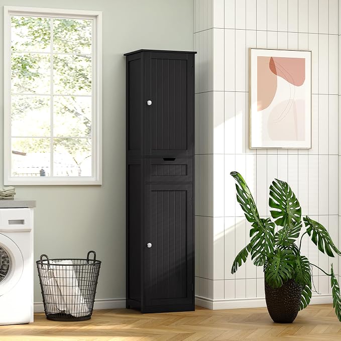 Iwell Tall Black Bathroom Cabinet - Image 9