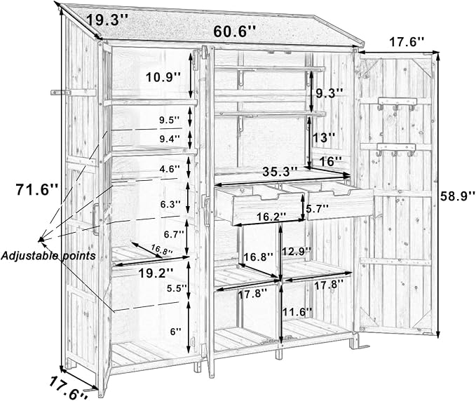 Merax Potting Bench with Hutch, 71.6" H Solid Fir Wood Garden Workstation - Image 2
