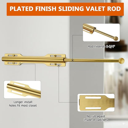 Valet Rod for Closet Pull Out, Rod for Bedroom Laundry Room Bathroom, Brushed - Image 5