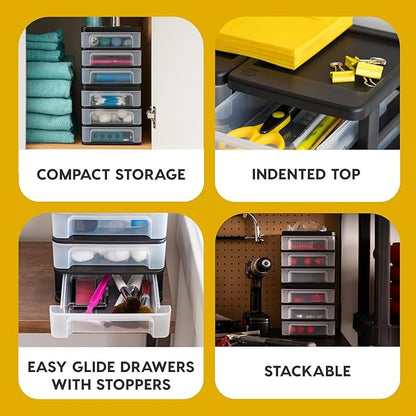 IRIS USA Plastic Stacking Desk Top 3-Drawer Storage Organizer, - Image 4