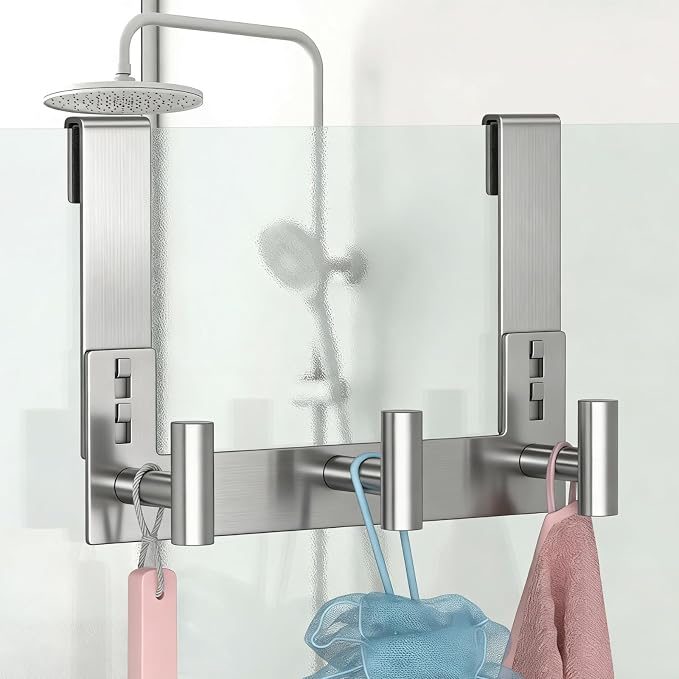 PMMASTO No-Drill Extra Long Shower Hooks, Fits 3/8" Thick Door, Heavy Duty - Image 6