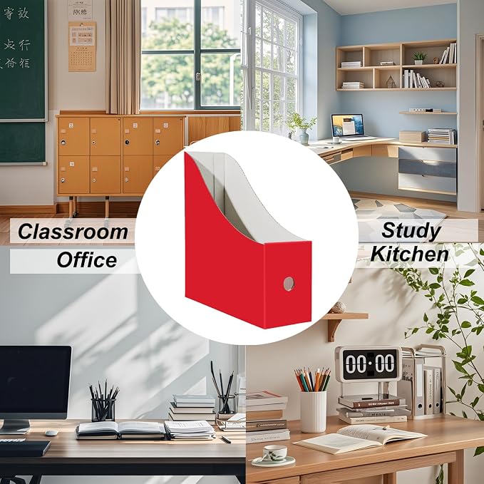 Limitliho 24 Pack Red Cardboard Magazine File Holder - Image 5