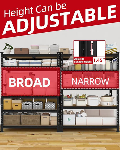 PrimeZone 5-Tier Garage Storage Shelves, Adjustable Metal Shelving, Heavy-Duty - Image 6