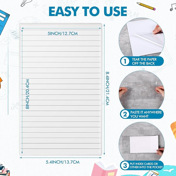 Outus 30 Pcs Self Adhesive Shop Ticket Holders Clear Plastic Sleeves Adhesive - Image 2