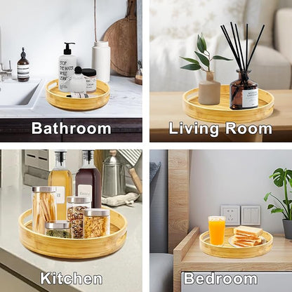 Wooden Lazy Susan Organizer for cabinet-12 Inch Bamboo Kitchen Turntable - Image 5