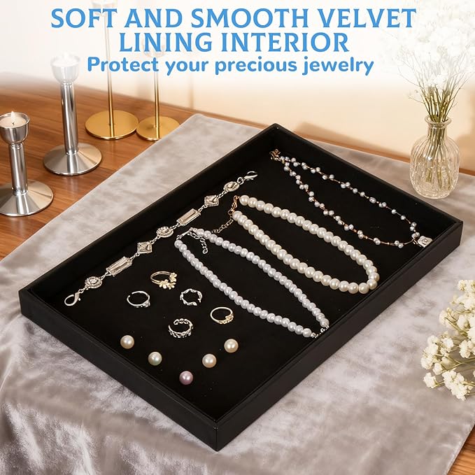 Rainmae 6 Pcs Velvet Stackable Jewelry Tray Showcase Display, Jewelry Organizer - Image 4