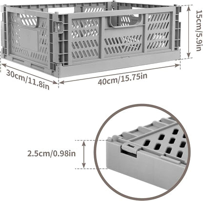 Domiella 2-Pack Crates for Storage, Storage Crates Plastic Stackable, Foldable - Image 2