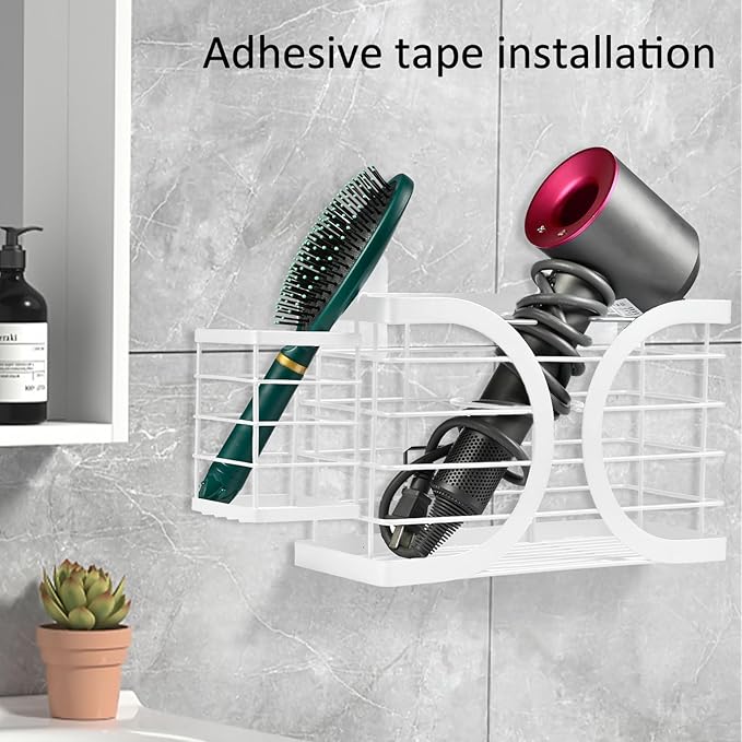 Elegant White Wall Mounted Hair Dryer Holder - Image 3