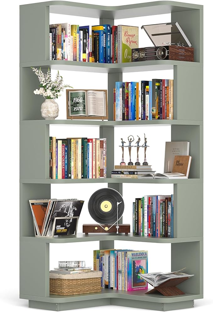 Armocity Corner Book Shelf, 6-Shelf L Shaped Corner Bookshelf by Armocity