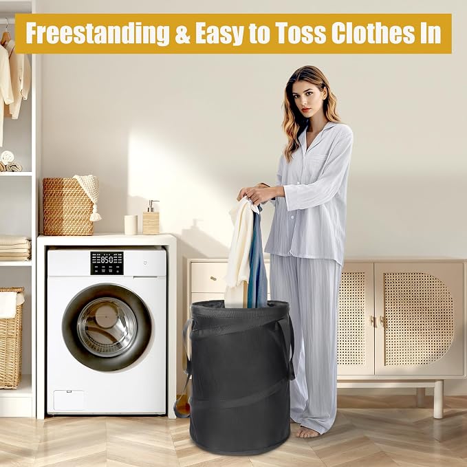 Bukere Laundry Hamper with Wheels, Extra Large 3 in 1 Pop Up Basket with - Image 5