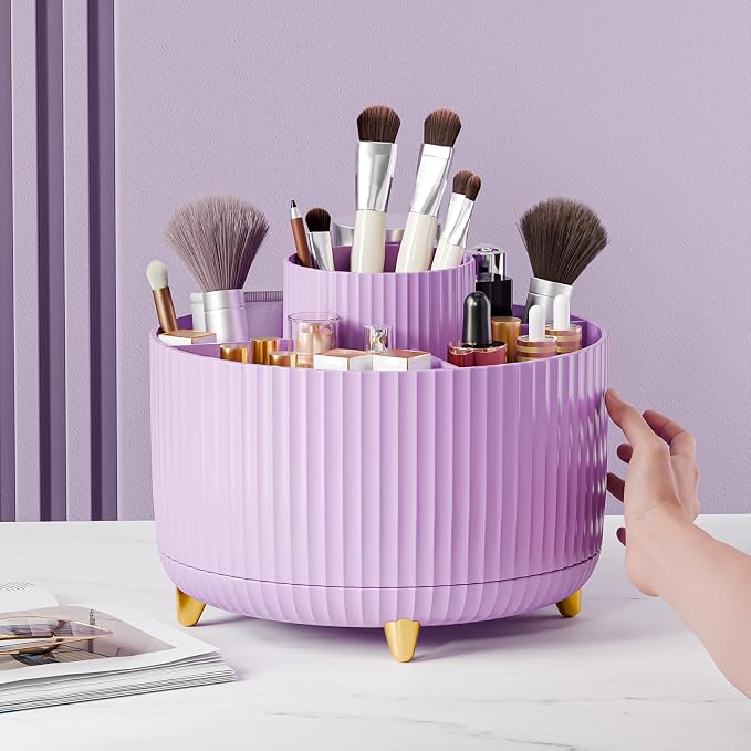360° Rotate Makeup Brush Holder Organizer, Makeup Organizers Countertop - Image 6