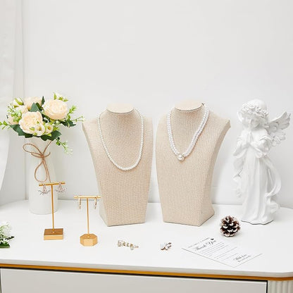 Kigley 9 Pcs Linen Necklace Display Bust Jewelry Holder Necklace Retail - Image 7