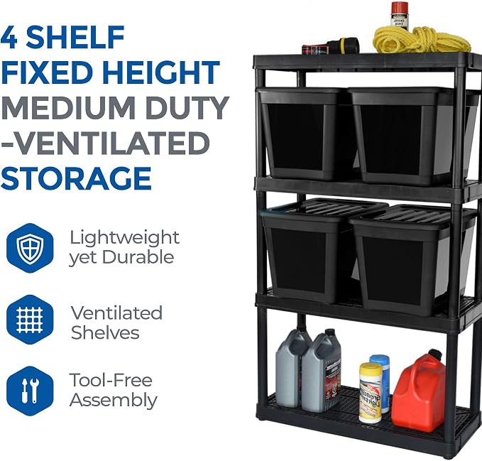 Gracious Living 4 Shelf Fixed Height Ventilated Medium Duty Shelving Unit - Image 4