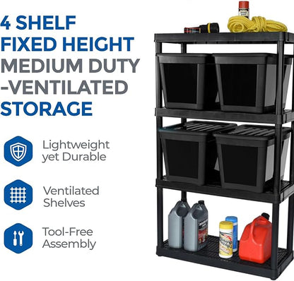 Gracious Living 4 Shelf Fixed Height Ventilated Medium Duty Shelving Unit - Image 4