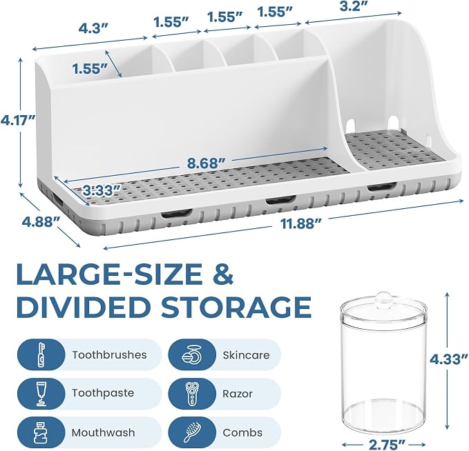 PARKMANI Bathroom Counter Organizers and Storage, Toothbrush Holders - Image 5