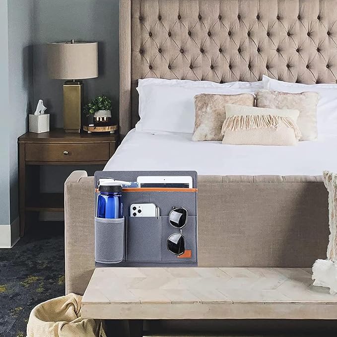 Bringsine Bedside Caddy, Felt Bed Storage Organizer Hanging Bag Holder - Image 5