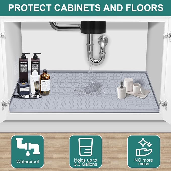 Under Sink Mat, Kitchen Cabinet Shelf Protector, Fits 36 inch Standard Cabinet - Image 4