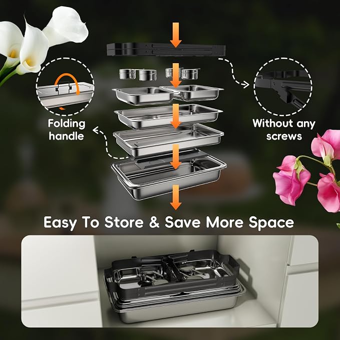 sifer 9Qt 2Pack Chafing Dishes for Buffet | Chafing Dishes - Image 3