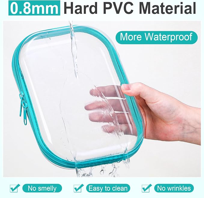 Sanwuta 6 Pcs Clear Hard Zipper Case Pencil Pouches Hard Plastic Zipper Pouches - Image 3