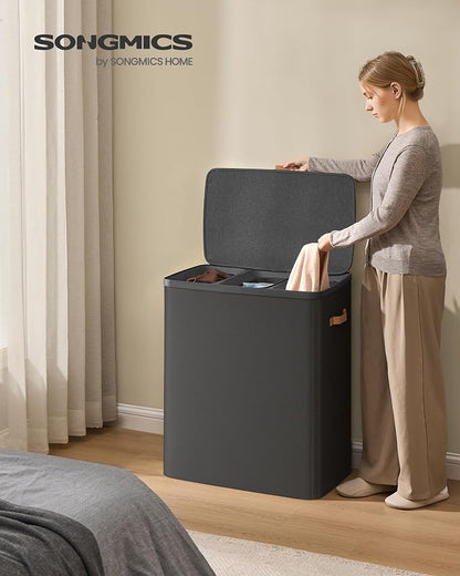 SONGMICS Laundry Basket, 50.2 Gal. Laundry Hamper, 3 Compartments, Easy Assembly - Image 2