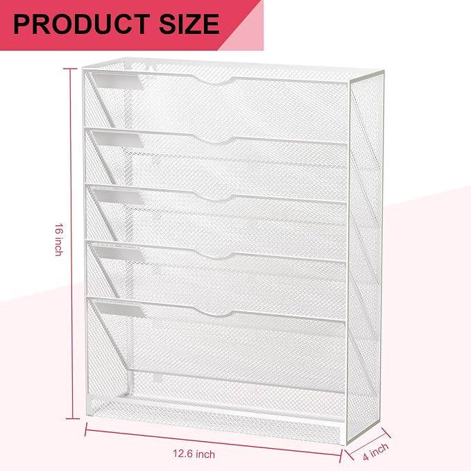 Hanging Wall File Organizer 6 Tier Wall Mounted File Holder Document Wall - Image 3