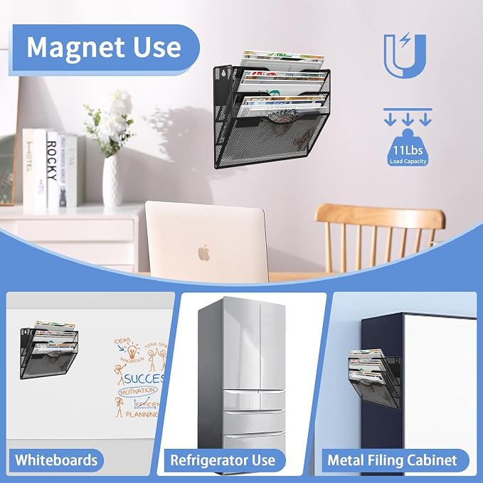 3-Tier Magnetic File Holder, No Drilling Installation File Cabinet Organizer - Image 6