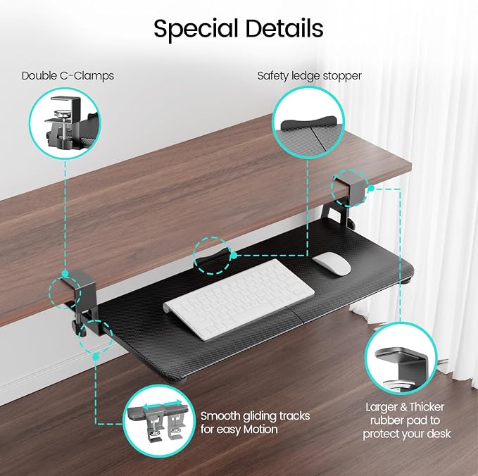 NearHub Large Keyboard Tray Under Desk Slide Out - Image 4