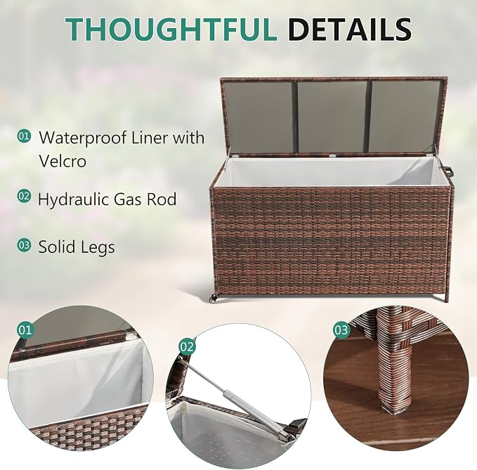 AVAWING 180 Gallon Wicker Deck Box - Image 5