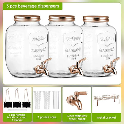 Lallisa 3 Pcs 2 Gallon Glass Drink Dispenser - Image 5