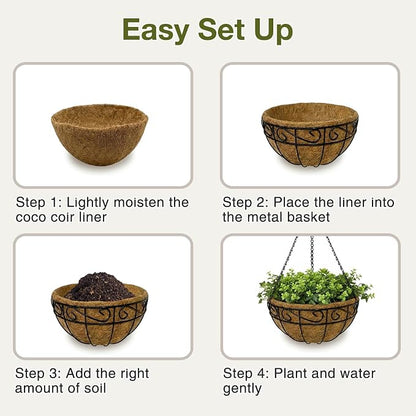 12 Inch Hanging Baskets for Plants Outdoor, 3 Pack Metal Wire Hanging Planters - Image 7