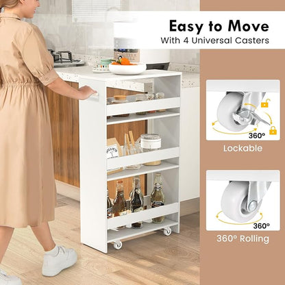 LOKO 4-Tier Rolling Storage Cart, 8 Inches Slim Kitchen Cart on Wheels - Image 7