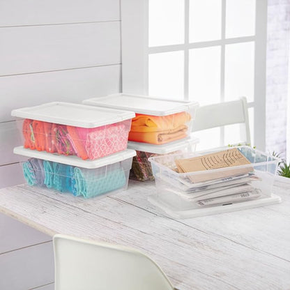 Sterilite 24-Pack 6 Quart Storage Boxes, Stackable Clear Plastic Bins - Image 6