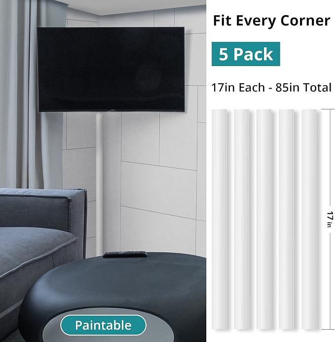 ZhiYo Corner Cable Hider for 3-5 Cords, Wall & Floor Cord Hider 85in Beige | 5 - Image 5