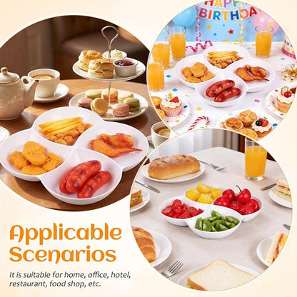 Mikinona Multi-Grid Snack Plate White Melamine Snack Tray - Image 5