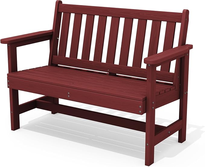 SERWALL HDPE Outdoor Bench, 2-Person Weatherproof Porch Bench, 1 Pack, Suitable by SERWALL