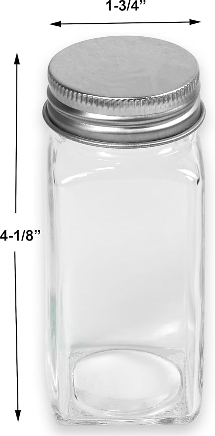 Simple Houseware Spice Jars 4 Ounce Square Bottles w/label, 12 Pack - Image 4