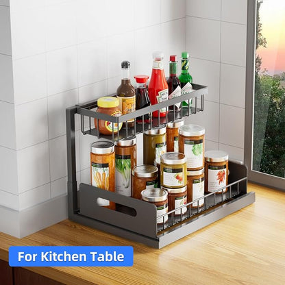 2-Tier Under Sink Slide Out Organizer, Pull Out Cabinet Storage Shelf - Image 6