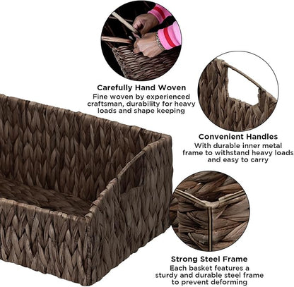 Ollieroo Natural Water Hyacinth Storage Baskets, Handwoven Wicker Storage Bins - Image 3