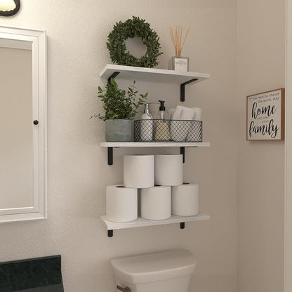 WOPITUES White Floating Shelves Set of 6, Wood - Image 4