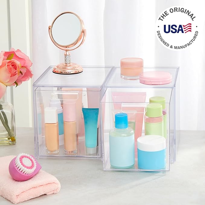 STORi Audrey Stackable Bin Clear Plastic Organizer Drawers | 2 Piece Set | - Image 4
