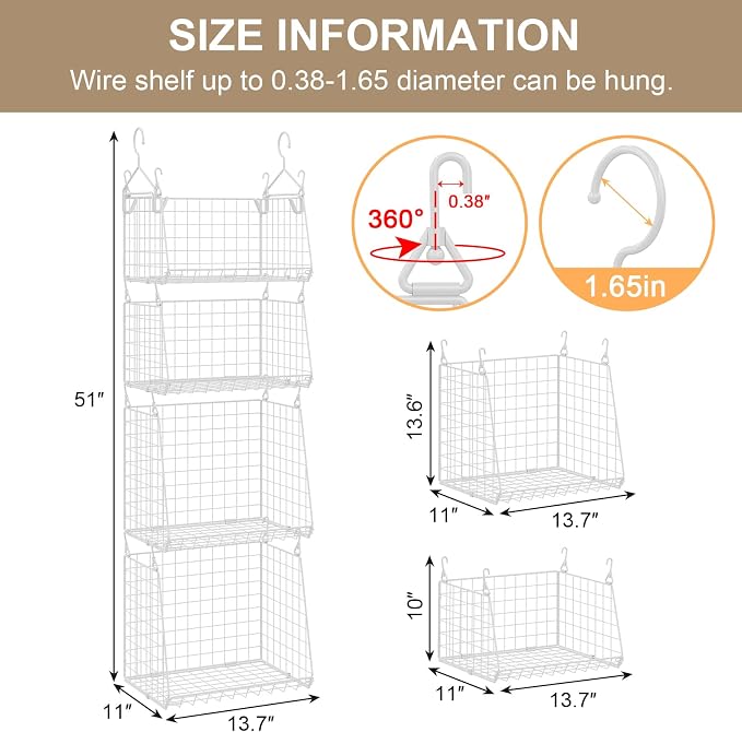 4-Tier Hanging Laundry Room Organizer: Foldable Wire Shelf Basket - Image 7