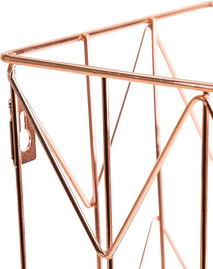 U Brands Hanging File Desk Organizer, Rose Gold Wire Metal - Image 3