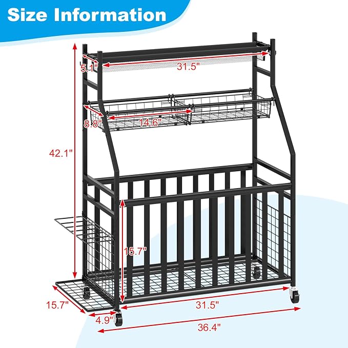 Garage Sports Equipment Organizer, Sports Ball Organizer - Image 7